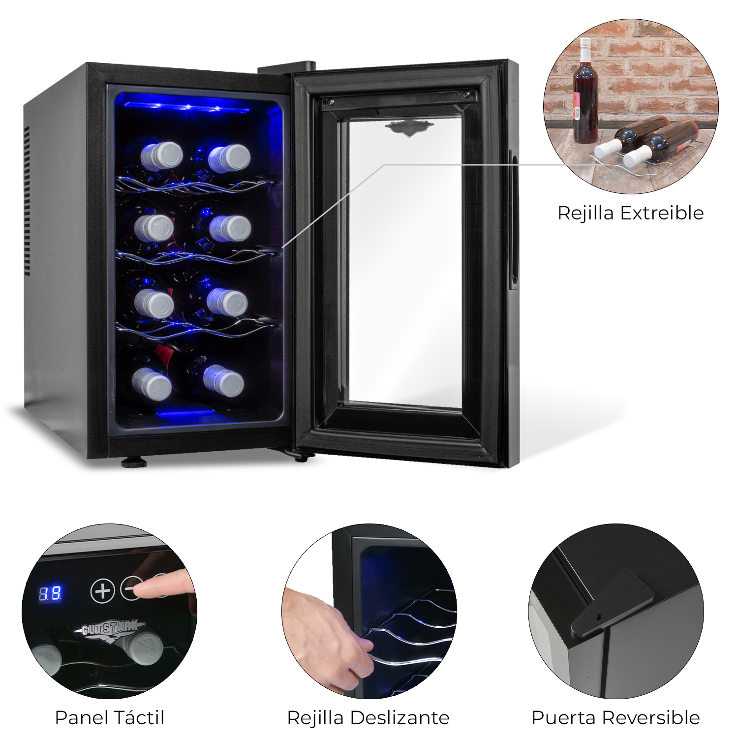 Cava Enfriador Vinos 8 Botellas Frigobar Exclusive Premium