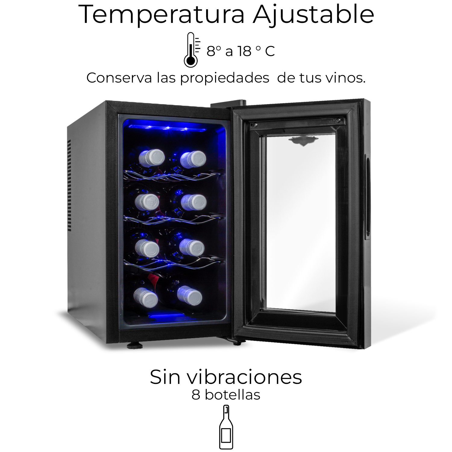 Cava Enfriador Vinos 8 Botellas Frigobar Exclusive Premium