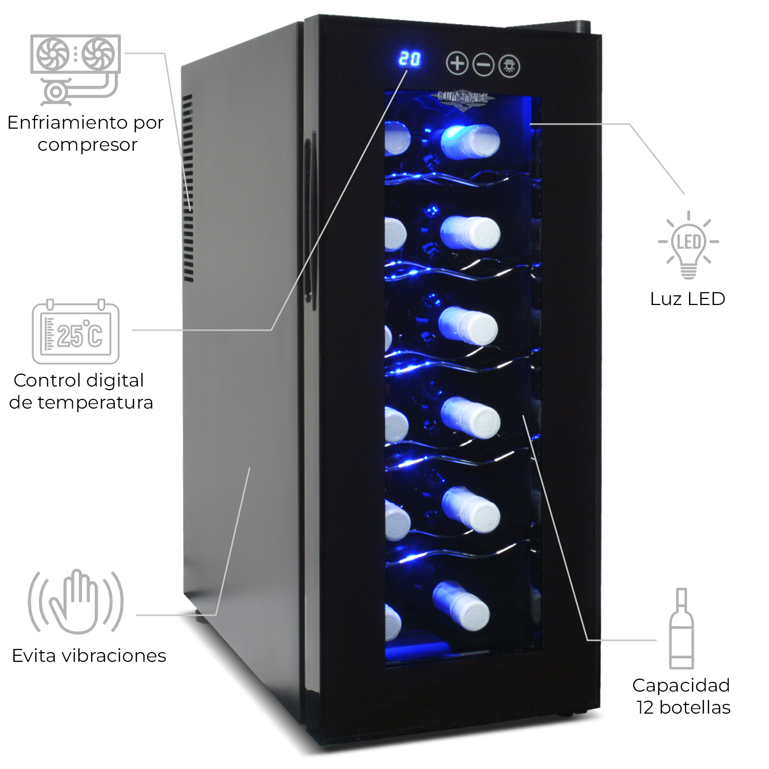 Cava Enfriador Vinos 12 Botellas Frigobar Exclusive Premium