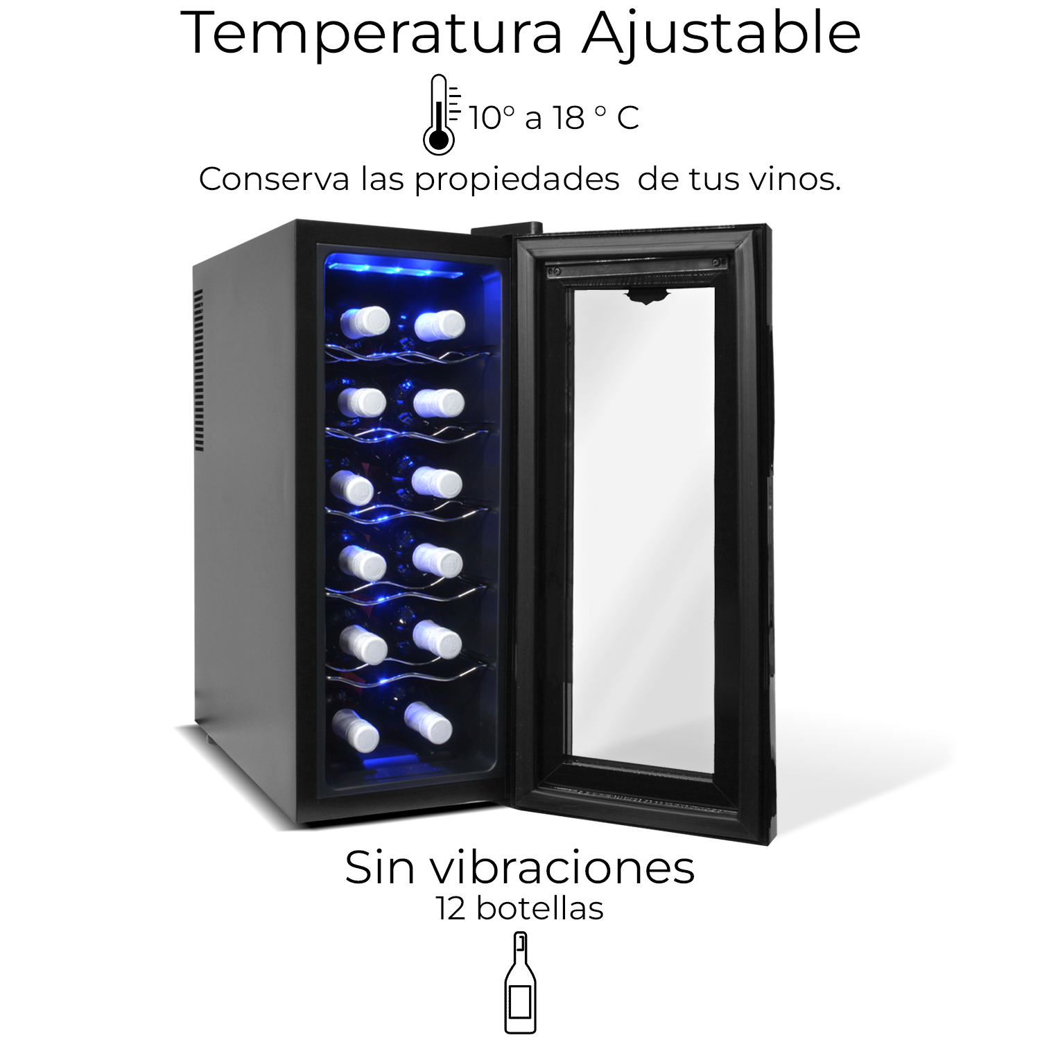 Cava Enfriador Vinos 12 Botellas Frigobar Exclusive Premium