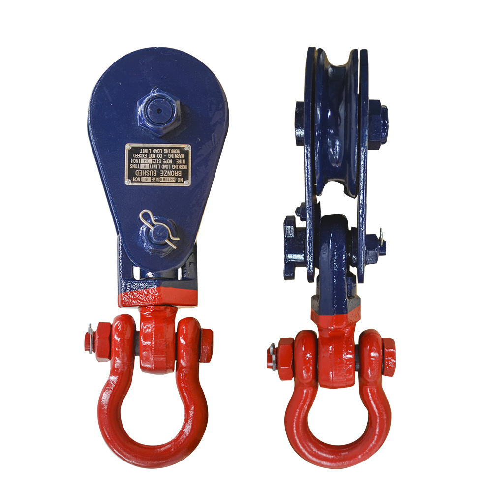 Polea con grillete de Eslinga Capacidad 8 Toneladas Polea 30.48cm Cuerda 3/4 Pulgadas Azul con Rojo