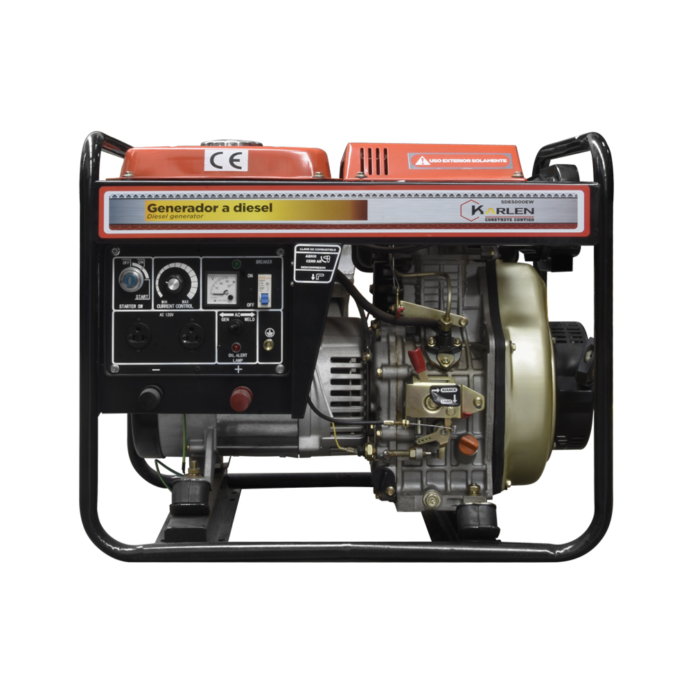 Planta para soldar y genrador Arranque manual Carburante Diésel 2.2kw 120v A/E Motor 4 tiempos enfriado por aire, sistema de inyección