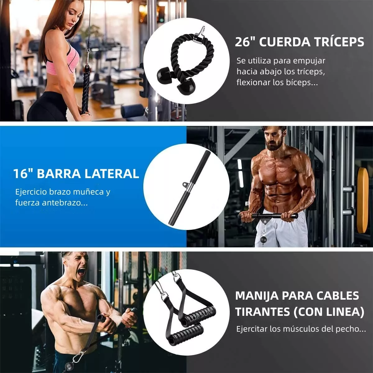 Equipo Fitness Gimnasio Polea Cable Brazo Biceps Triceps Lateral