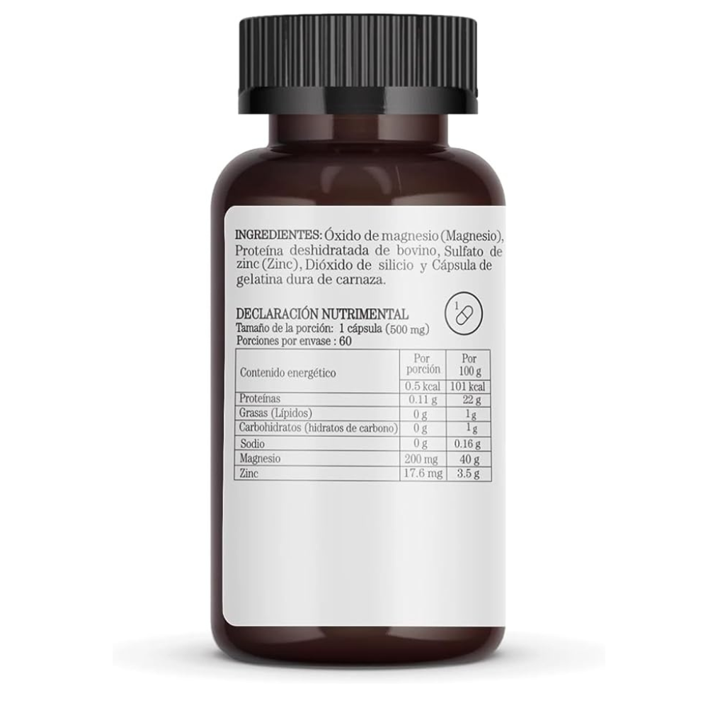 CRISTINA RODRIGUEZ Inuprotek Suplemento Alimenticio 60 Cápsulas 500mg Minerales Proteina Deshidratada de Bovino Sin Gluten Zinc Magnesio 