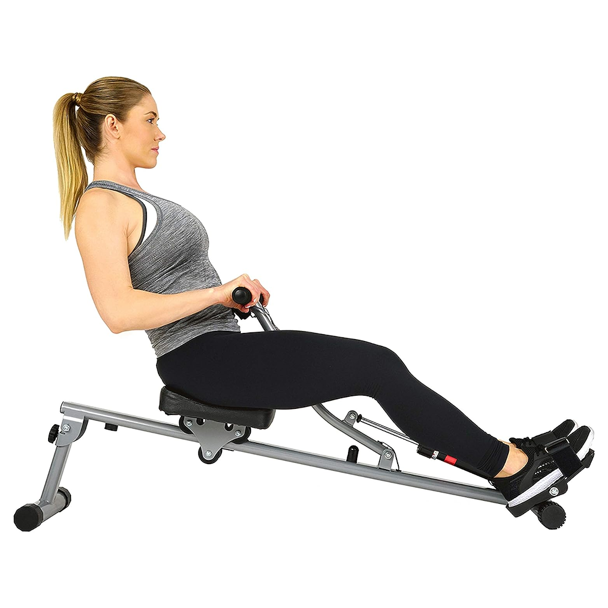 Sunny Health Fitness SF RW1205: Máquina de Remo con Resistencia Hidráulica Ajustable de 12 Niveles y Monitor Digital
