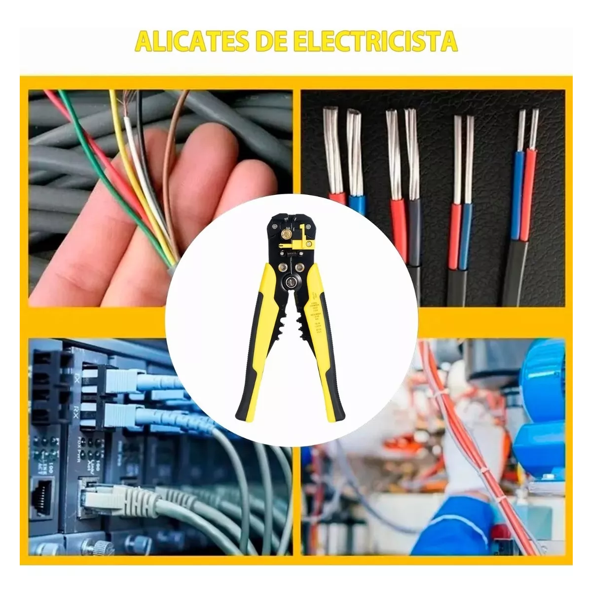Alicates Pinzas Crimpadoras Pelacable Automatica Cortacables Amarillo