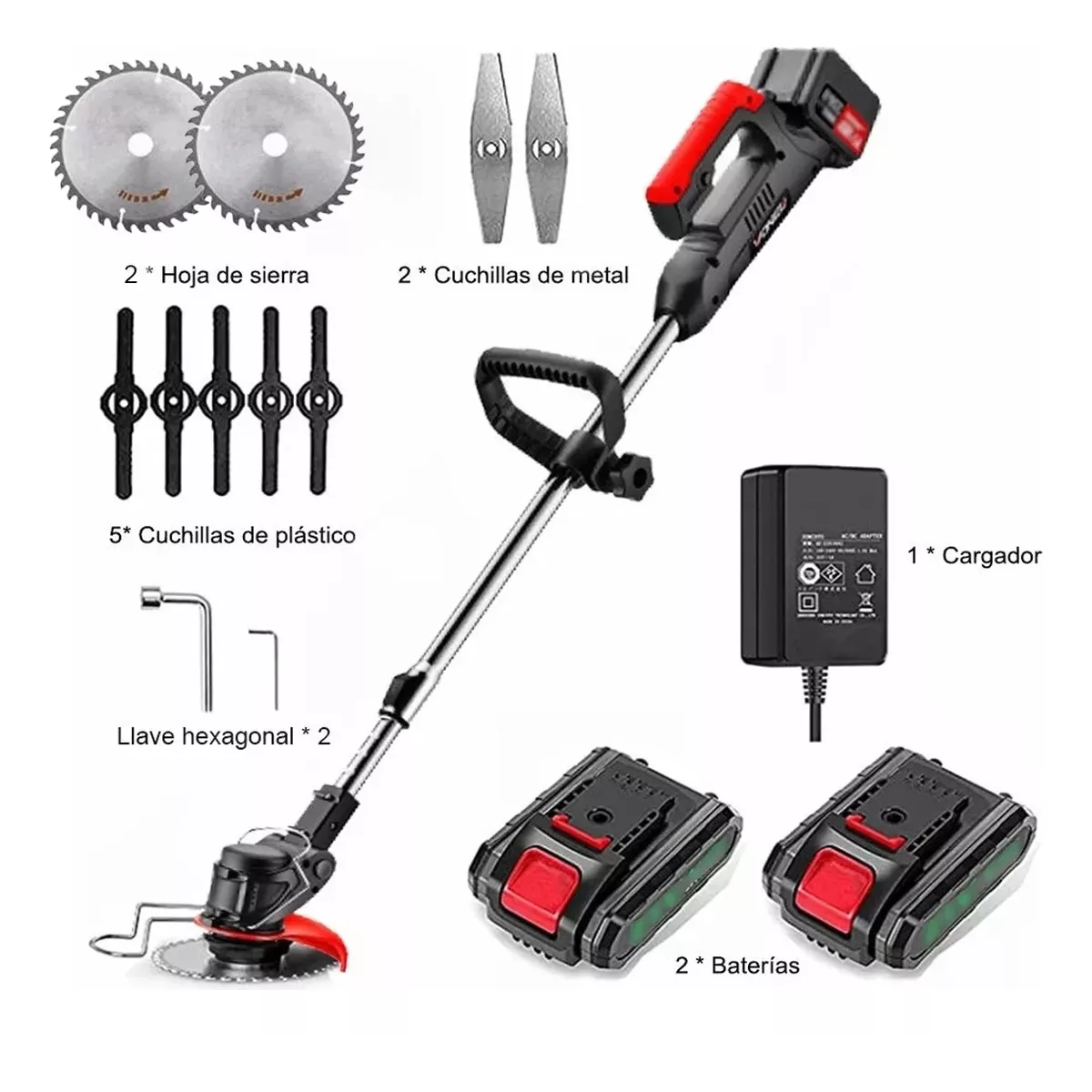 Kit Desbrozadora Podadora Eléctrica Inalámbrica+2 Baterías