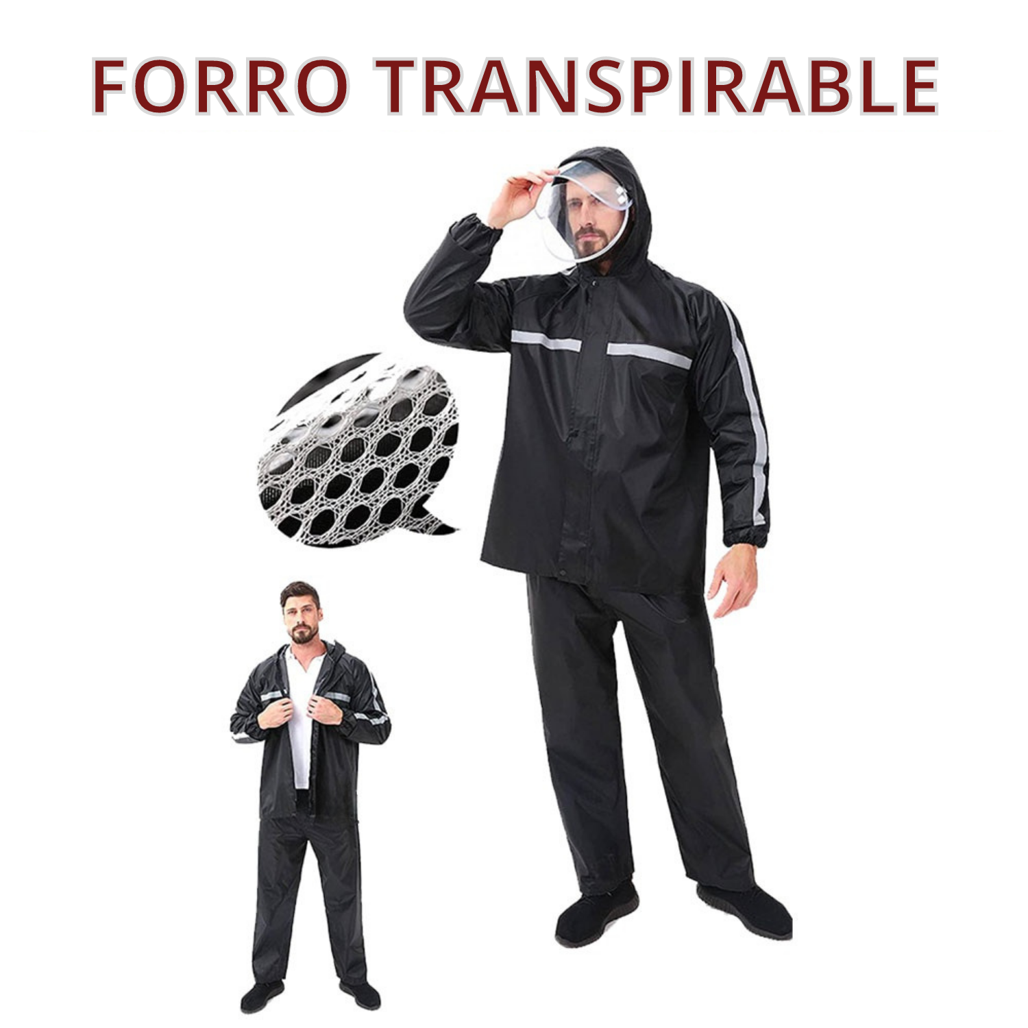 Impermeable Reflejante Completo Con Vicera Para Lluvia 
