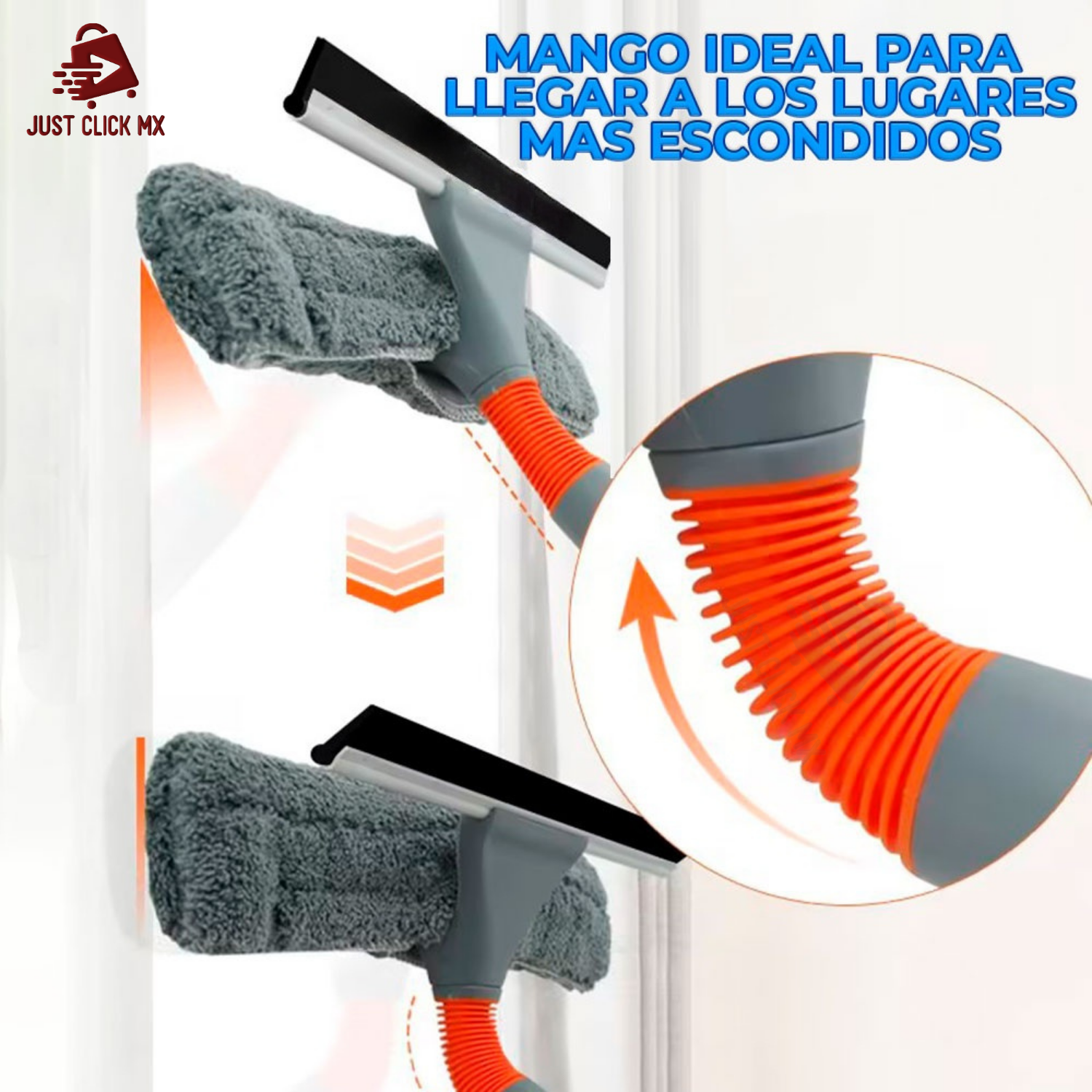 Kit Limpiador de Ventanas y Vidrios Extensible Giratorio