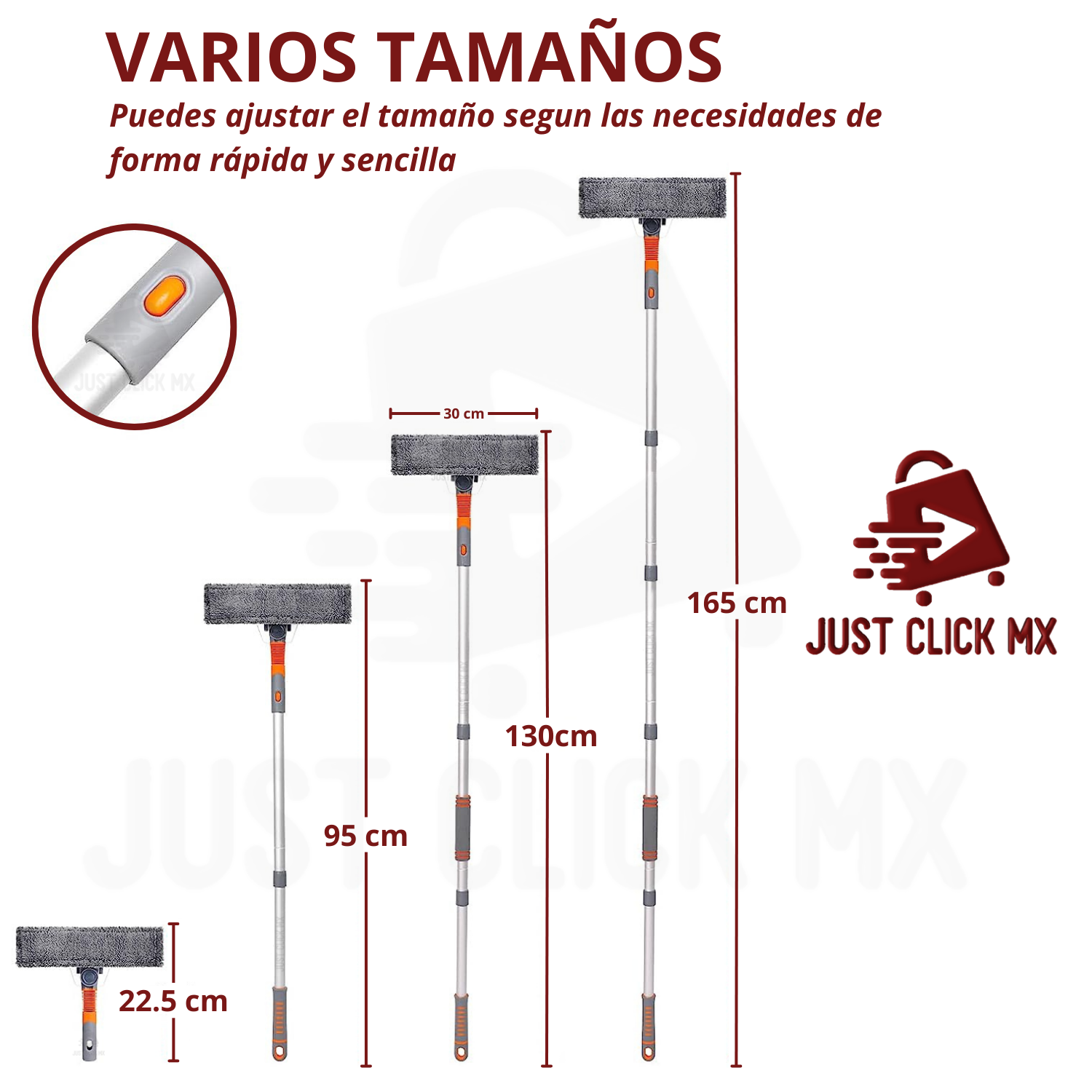 Kit Limpiador de Ventanas y Vidrios Extensible Giratorio