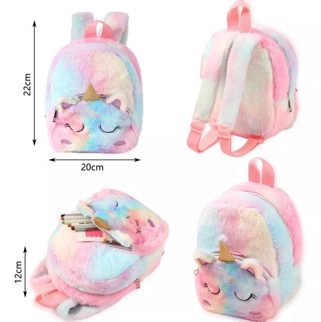 Mochilas Infantiles Unicornio Felpa Mochila Preescolar Niños.