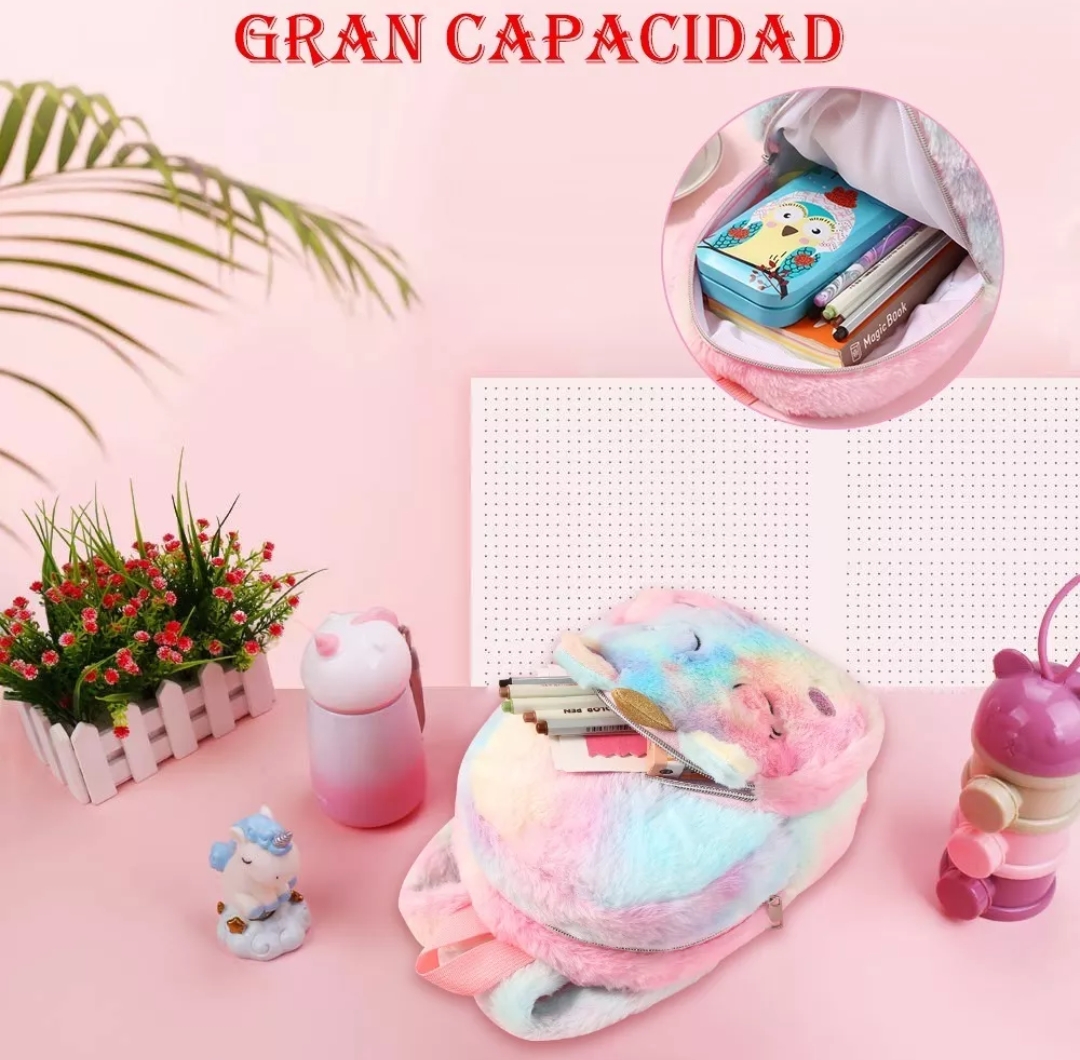 Mochilas Infantiles Unicornio Felpa Mochila Preescolar Niños.
