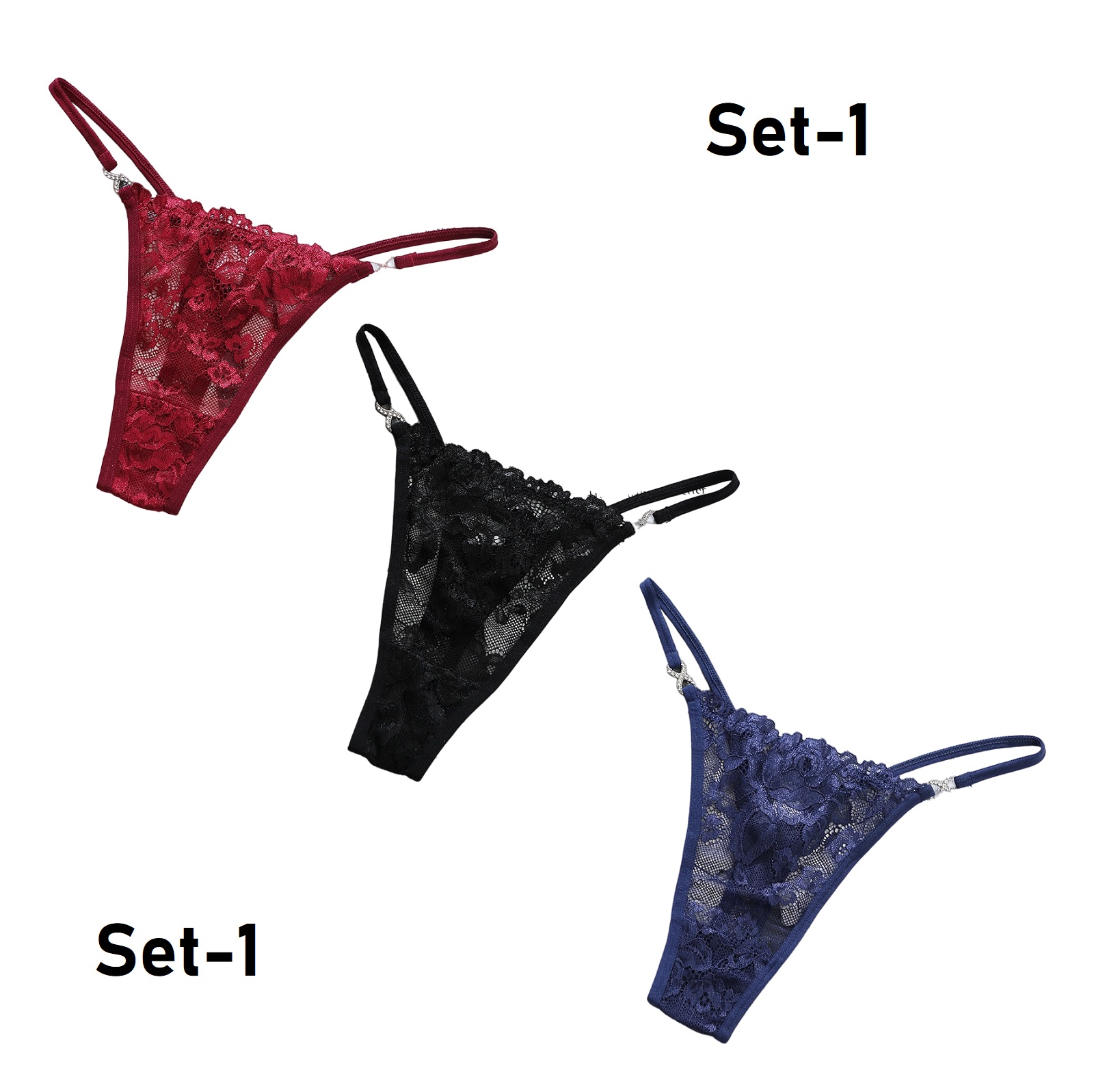 Set de Tangas encaje 3 Panties