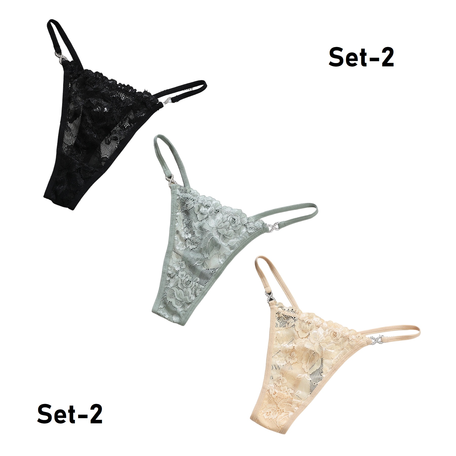 Set de Tangas encaje 3 Panties