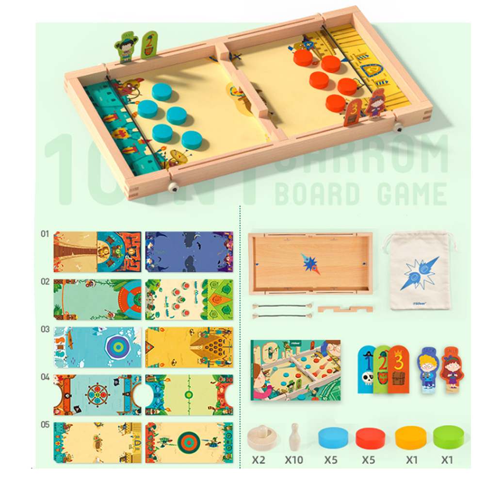 Divertido Juego De Mesa Carrom 10 Juegos En 1 Mideer Md2131