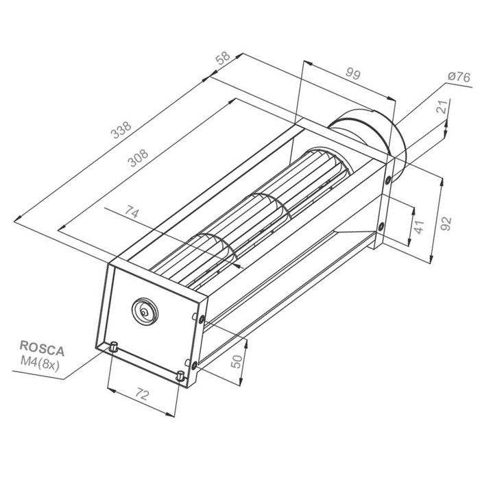 Turbina Motor Ventilación MXALJ-002-9 5 18" Diámetro 20" Altura Aluminio Giro CCW Counter Clock Wise, AlumCage