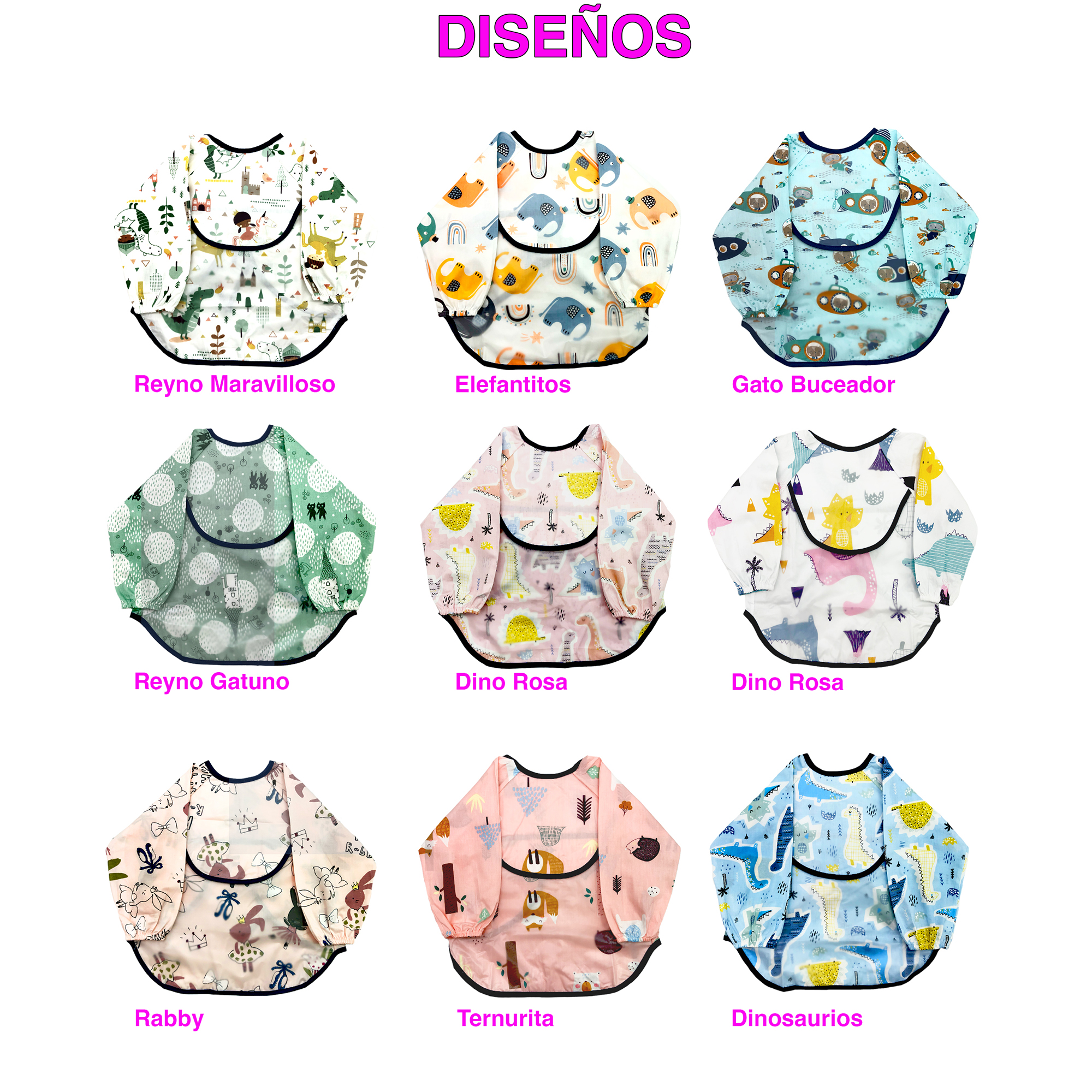 Baberos Tela Impermebles Pana Manga Larga Niños Ecobaby Original