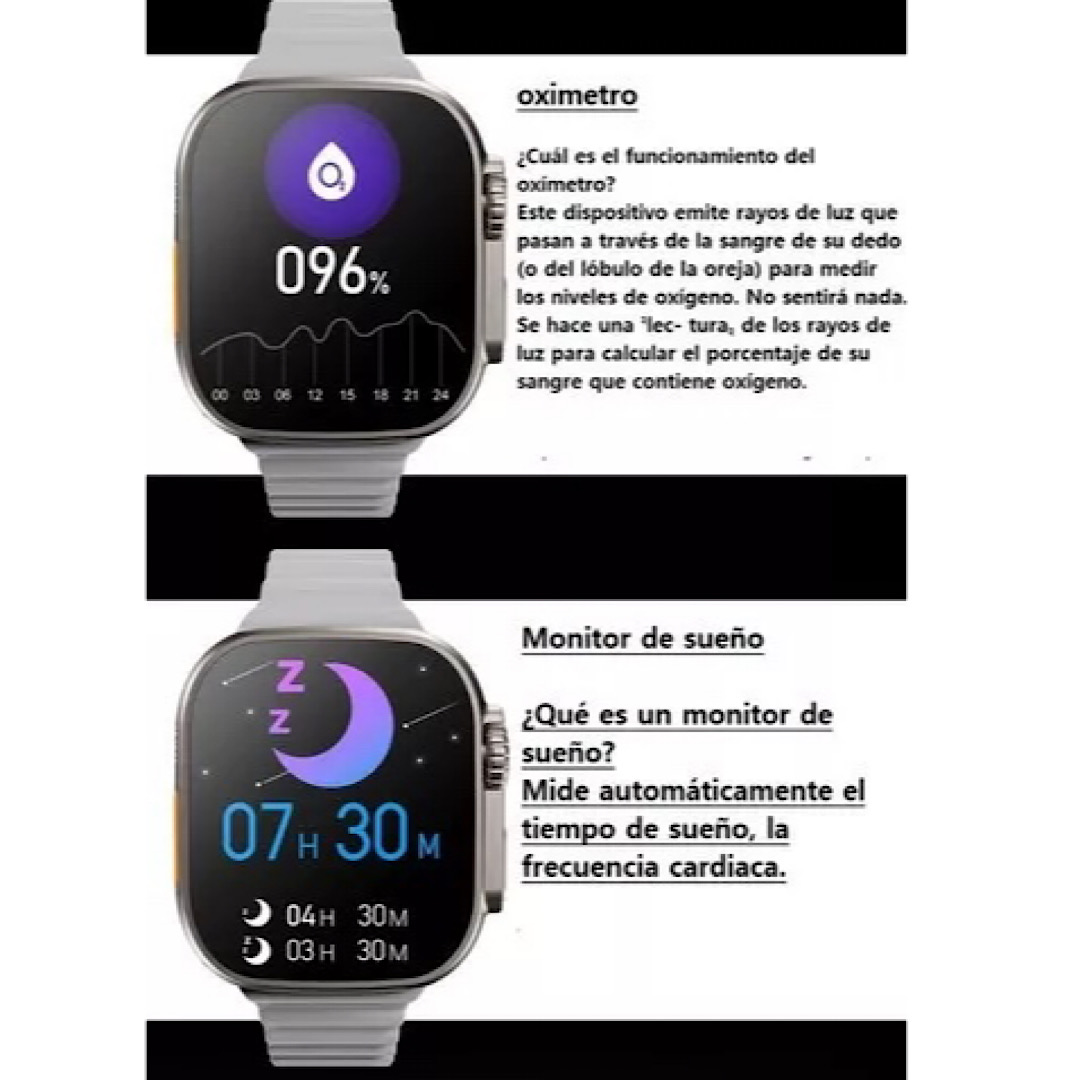 Reloj Inteligente T800 Ultra Smartwatch Carga Inalámbrica Negro