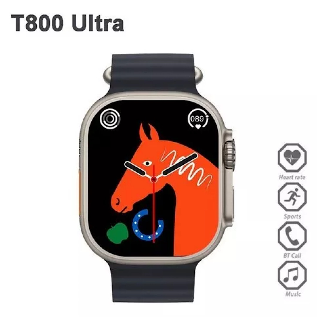 Reloj Inteligente T800 Ultra Smartwatch Carga Inalámbrica Negro