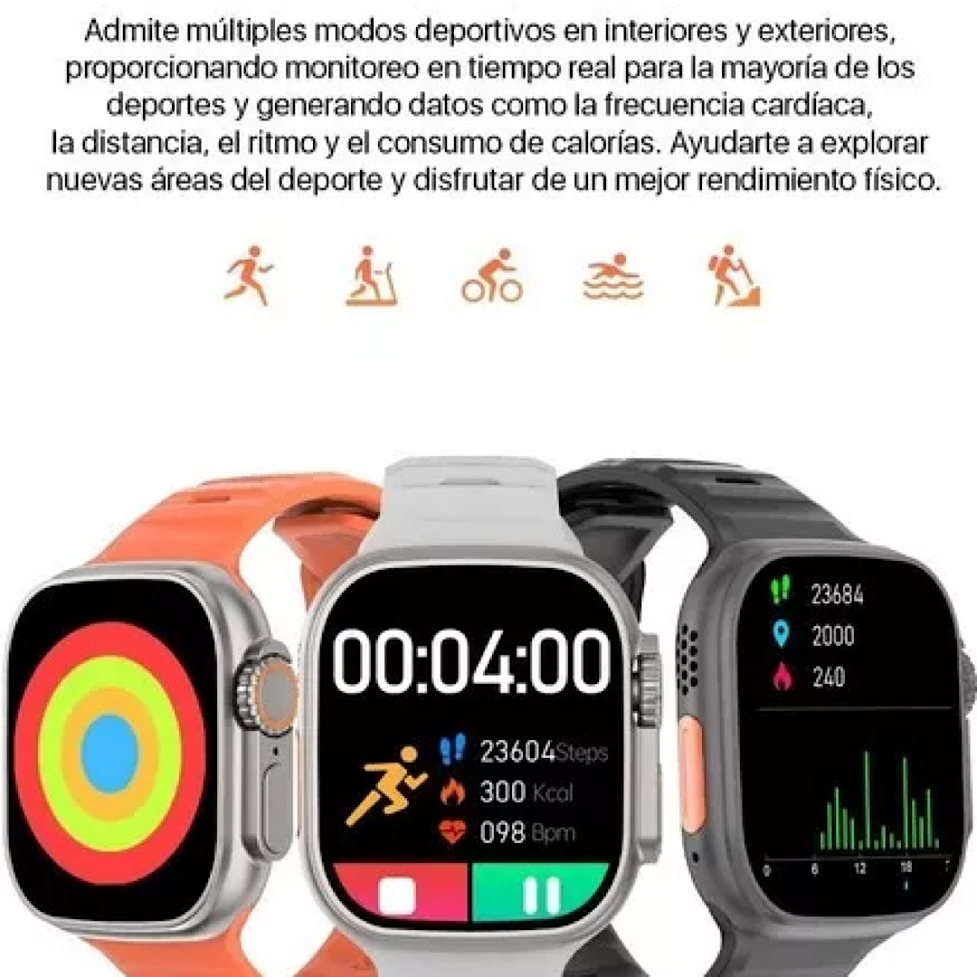 Reloj Inteligente T800 Ultra Smartwatch Carga Inalámbrica Negro