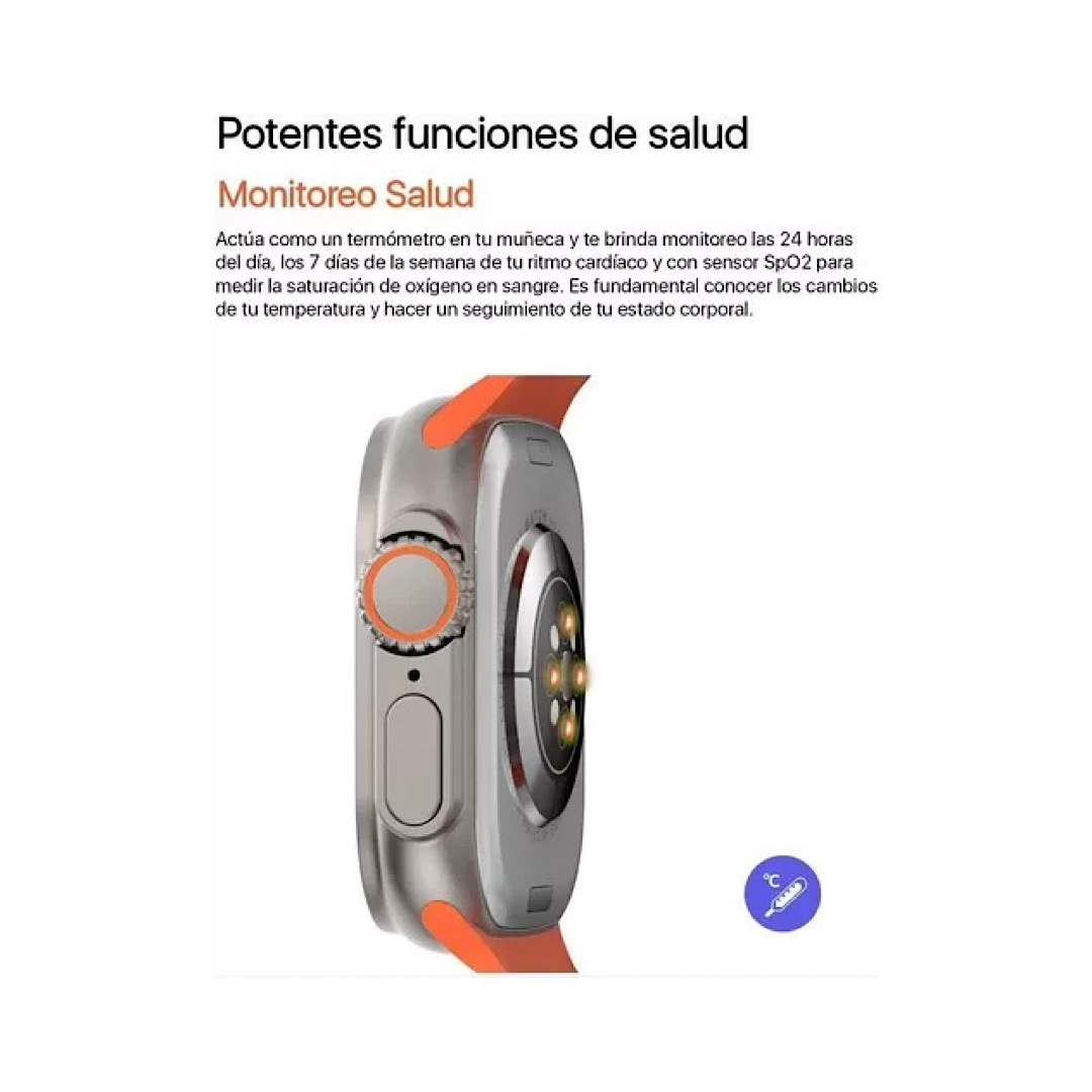 Reloj Inteligente T800 Ultra Smartwatch Carga Inalámbrica Negro