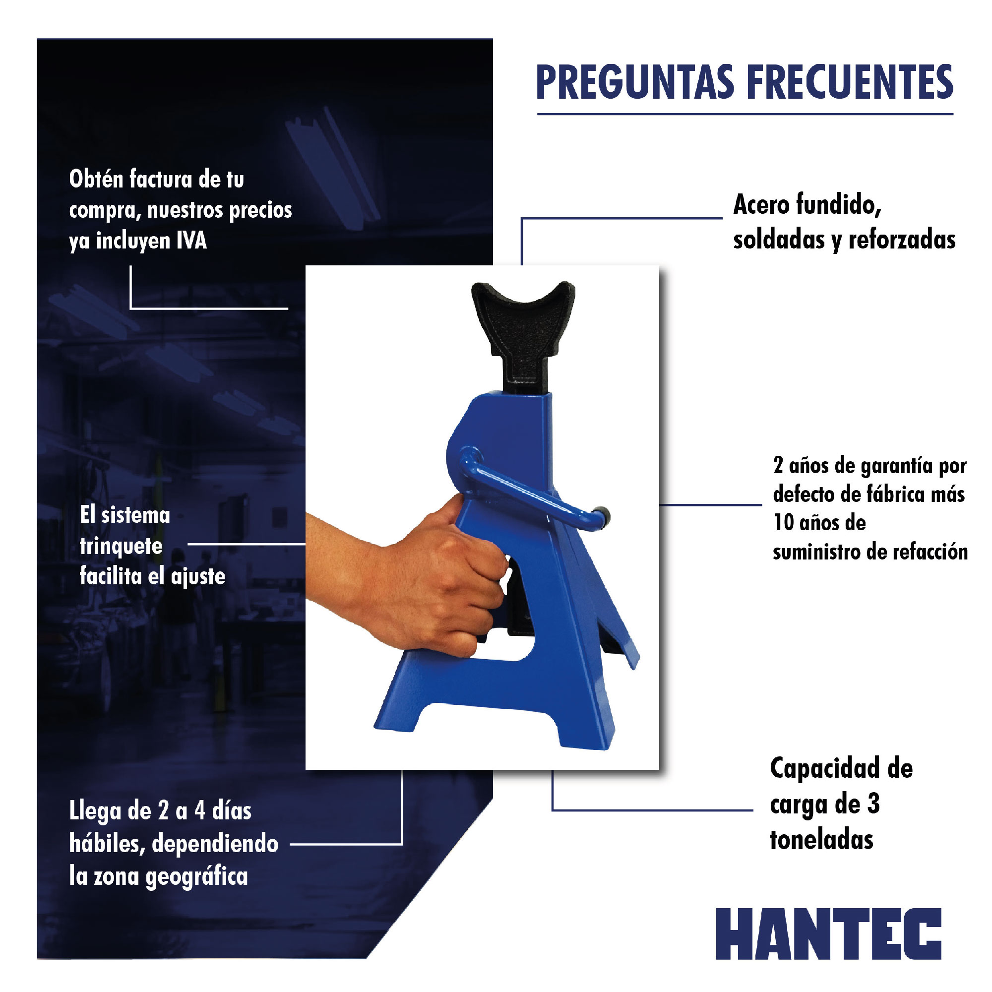 Torres para Auto Hantec de 3 toneladas azul