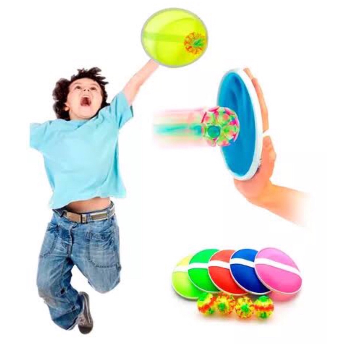 3 Cacha Bola Con Luz Pegabola Juguete Disco