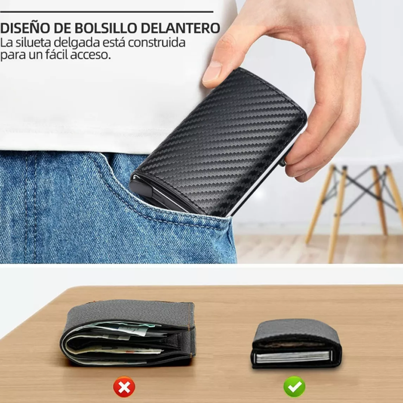 Cartera Con Protección Rfid De Aluminio Para Hombre