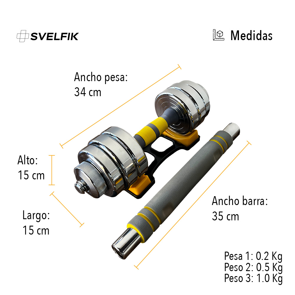 Kit De Mancuernas Pesas Con Discos 20 Kg.
