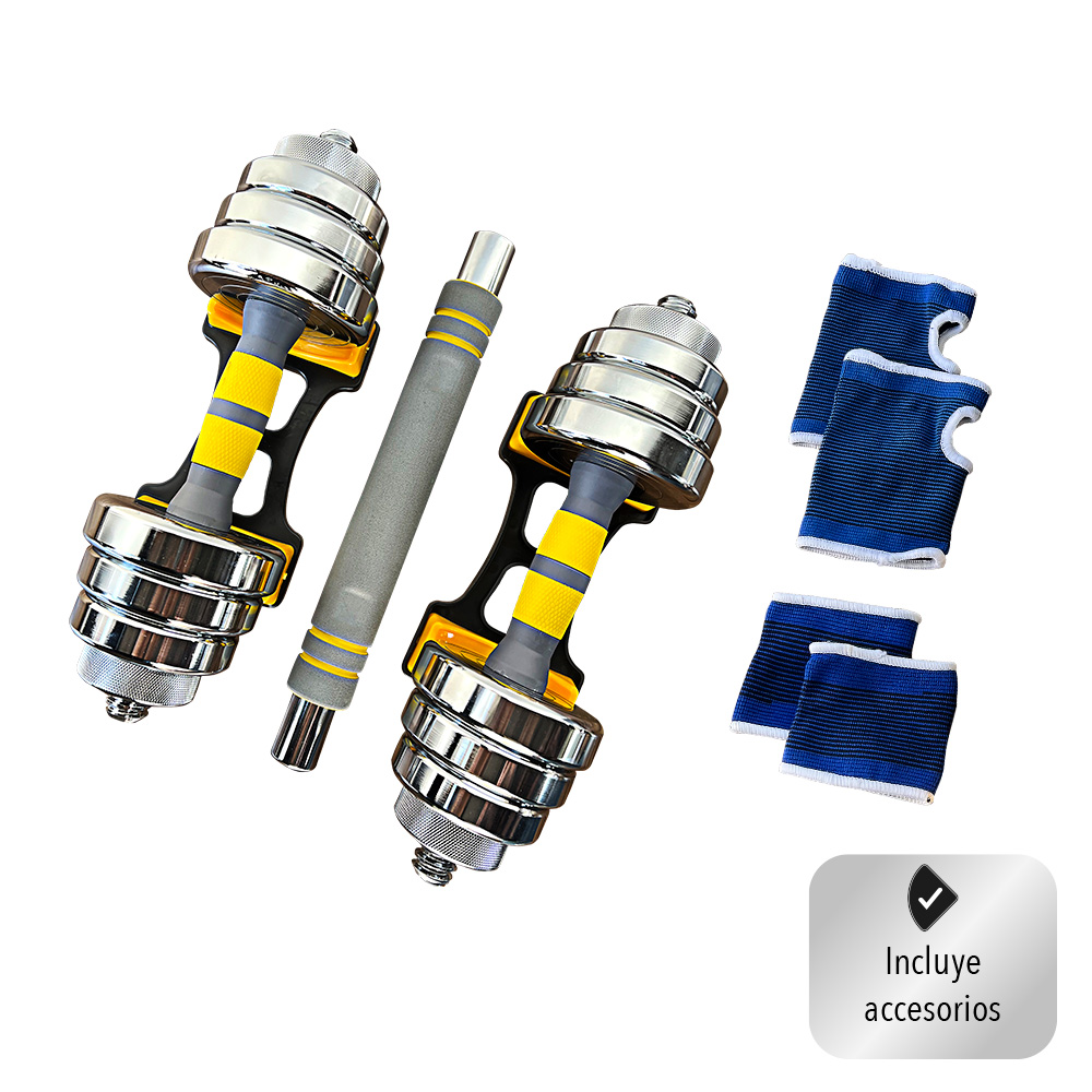 Kit De Mancuernas Pesas Con Discos 20 Kg.