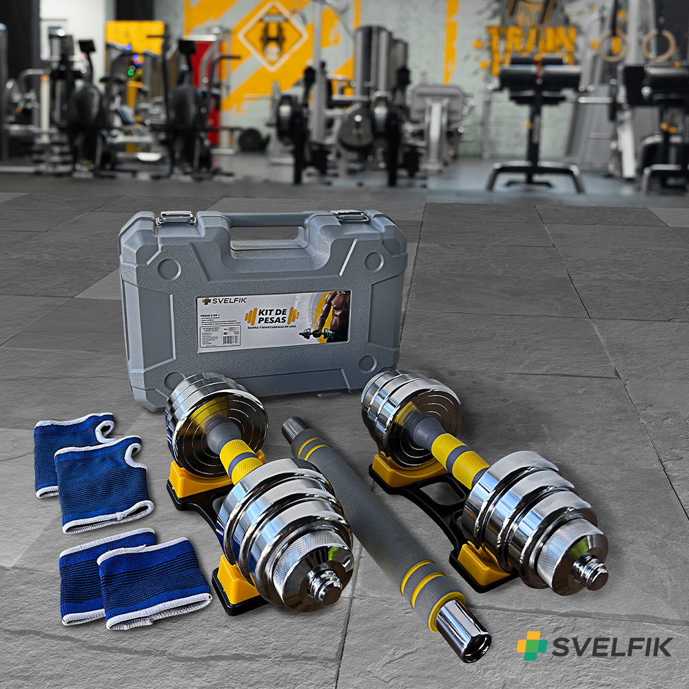 Kit De Mancuernas Pesas Con Discos 20 Kg.