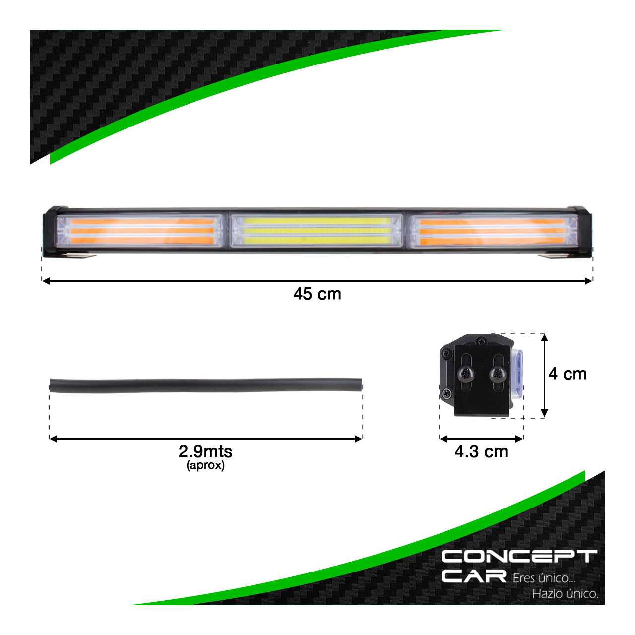 Barra Torreta Estrobo Codigo Leds Cob Policia 18 Pulg 30w