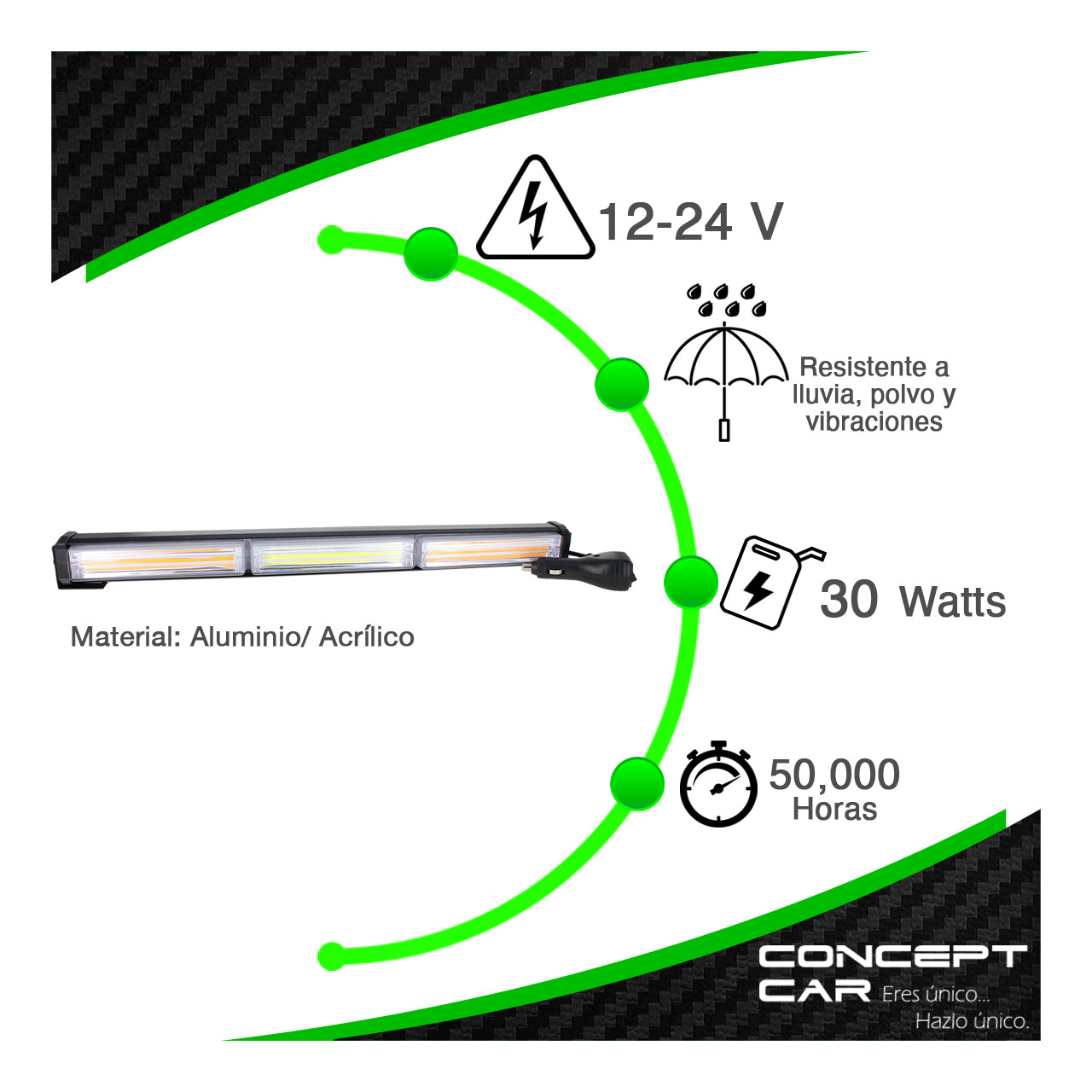 Barra Torreta Estrobo Codigo Leds Cob Policia 18 Pulg 30w