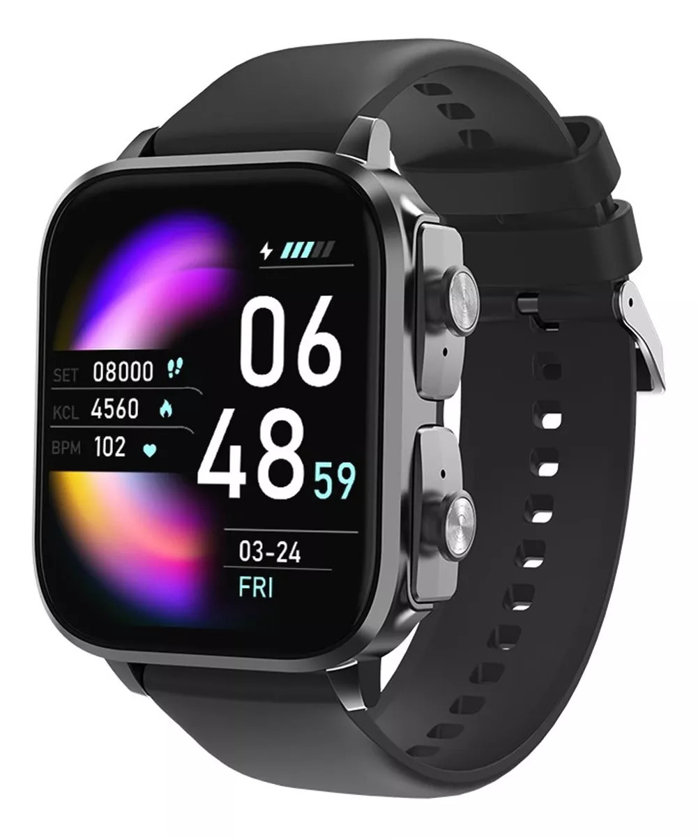 Reloj Inteligente Smartwatch T22 Fralugio Con Audífonos Tws Negro