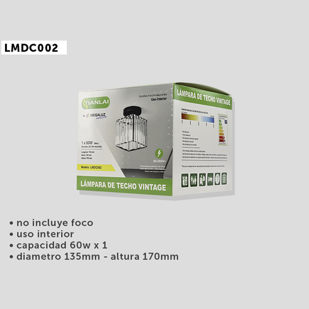 Lámpara De Techo Vintage Artdeco (Sin Foco)