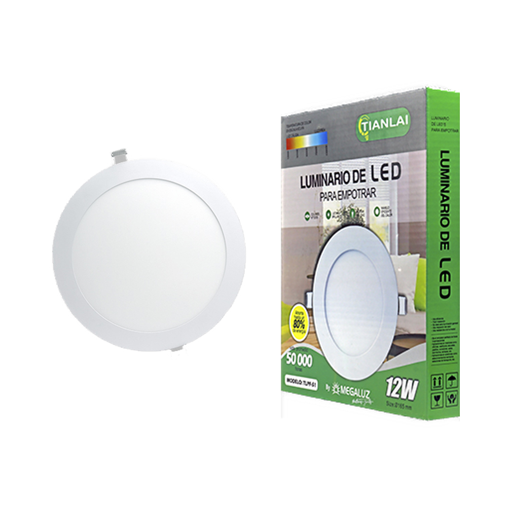 Luminario Circular Empotrable 12w Luz Cálida