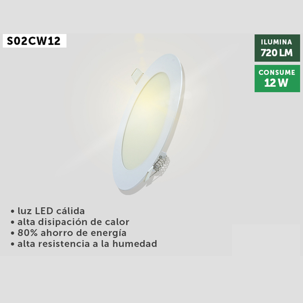 Luminario Circular Empotrable 12w Luz Cálida