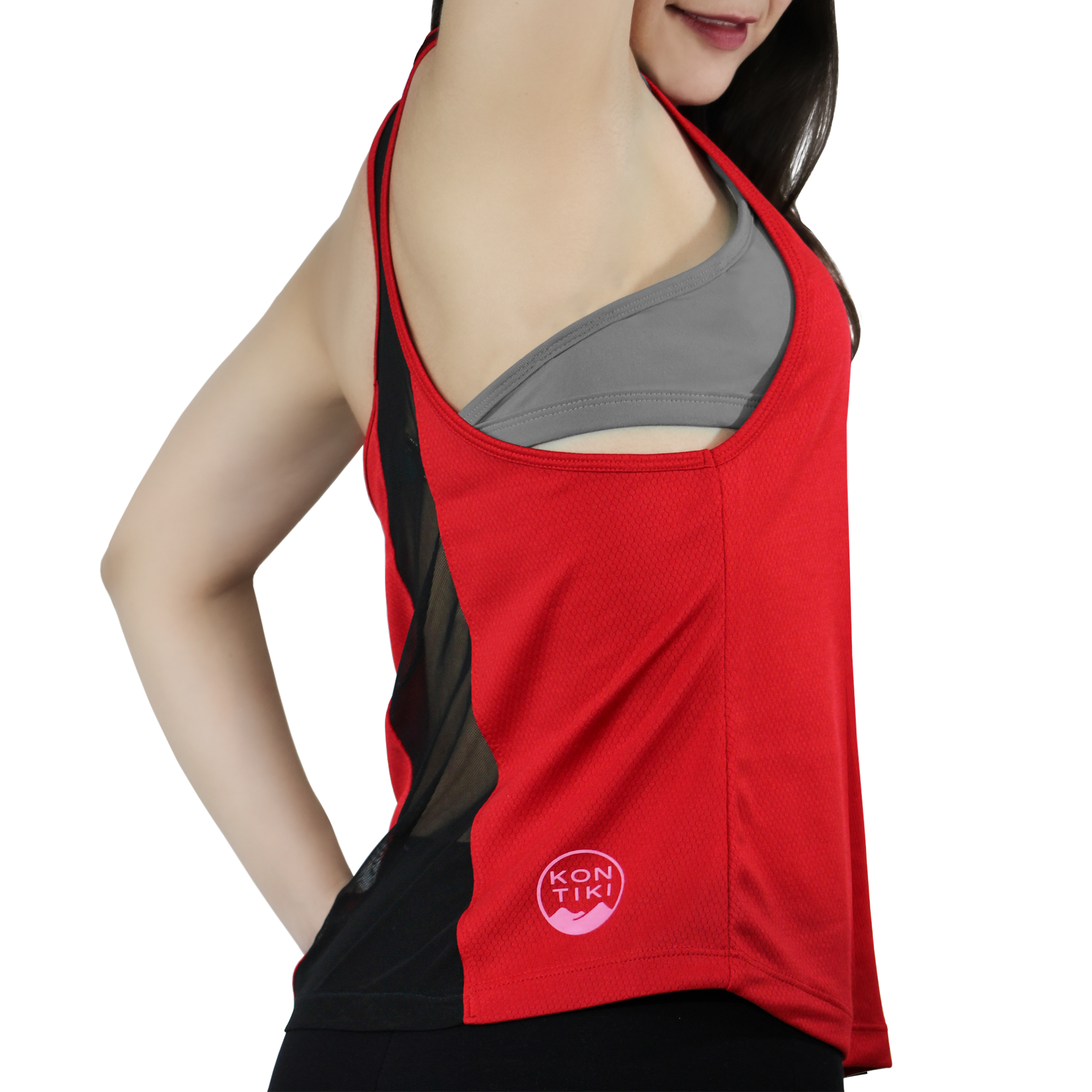 Playera Rojo para Mujer Blusa Tank-Top Runner Escalada Gym KON TIKI Tulum-RD