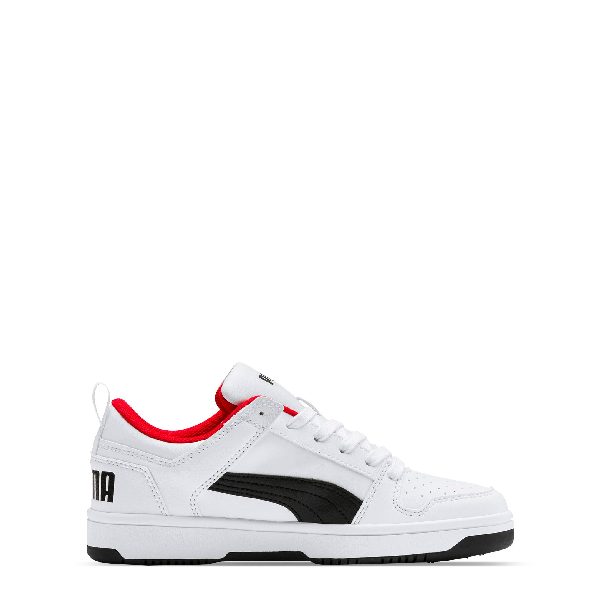 Tenis Puma Rebound Layup Blanco Negro Dama Niños 370490 01