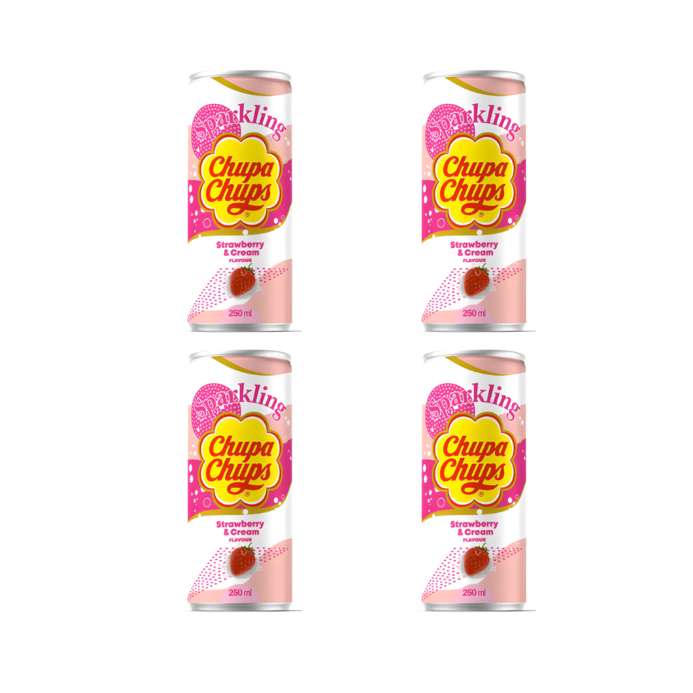 Soda Chupa chups Fresa con crema 250 ml 4 piezas