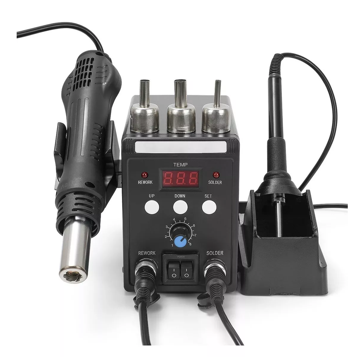 2 In 1 Lcd Estacion De Soldar Pistola De Calor Y Cautín 700w