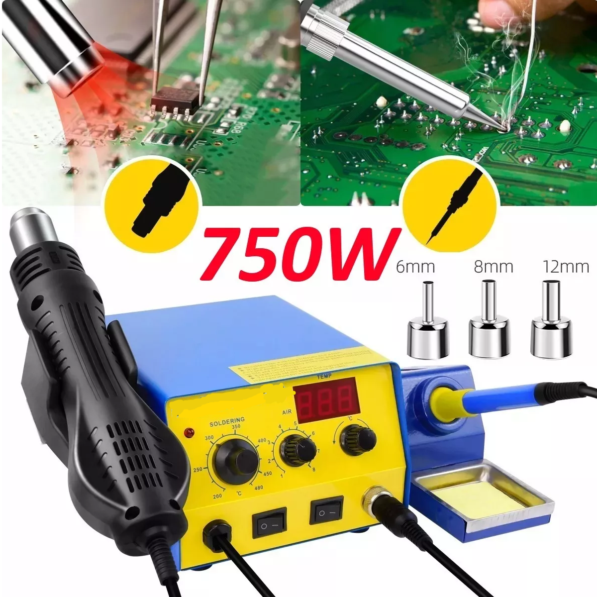 Estación De Soldar 2 En 1 Pistola De Calor Y Cautín