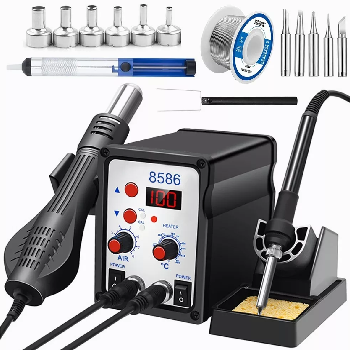 Estación De Soldadura 2 En 1 Cautín Y Pistola De Aire