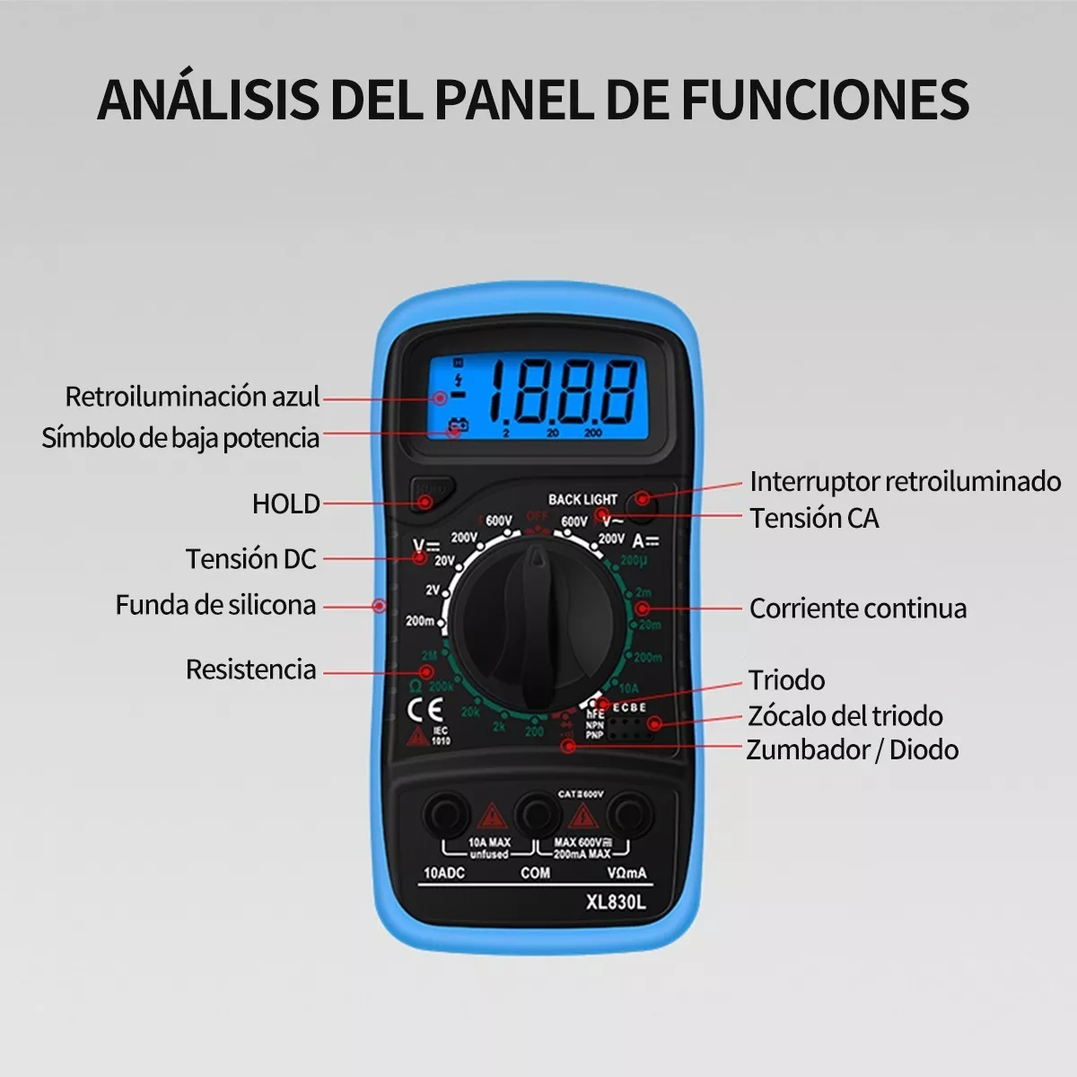 Multímetro Profesional Digital Lcd Portátil Ac/dc Xl830l