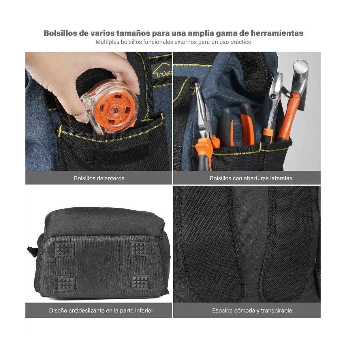 Mochila de electricista con herramientas, herramientas multifuncionales de  bolsillo, mochila de construcción de taller mecánico profesional -  AliExpress