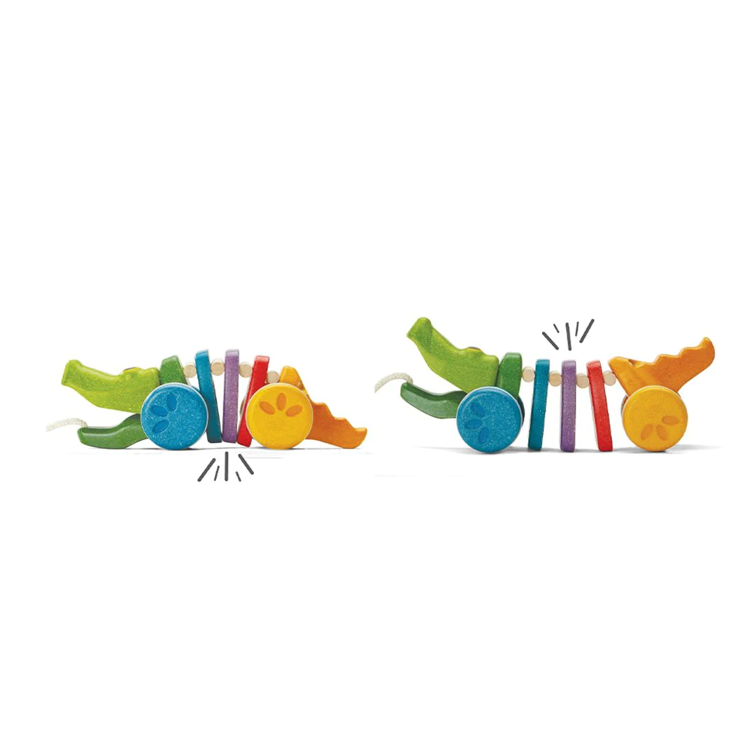 Cocodrilo Plan Toys juguete didáctico de madera para jalarlo multicolor.
