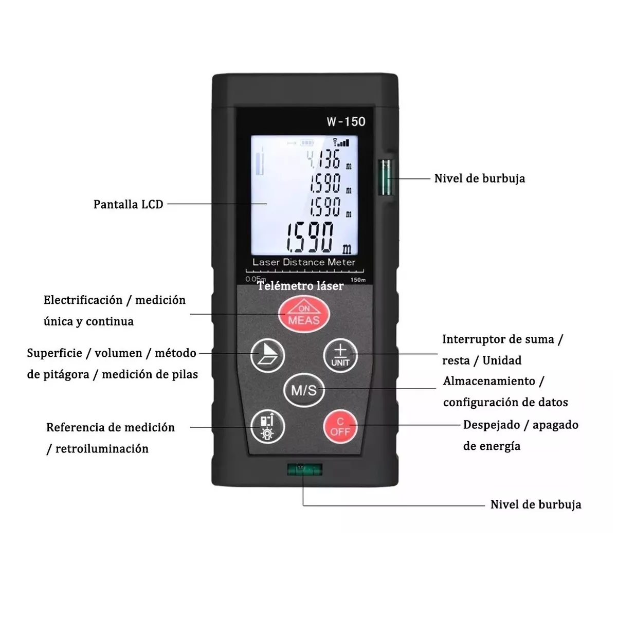 Telemetro Medidor Laser Distanciometro Negro