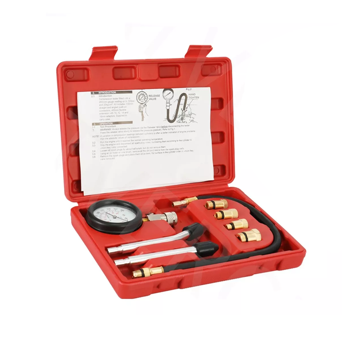 Kit Compresómetro Auto Medidor Compresión Cilindros Motor, Rojo