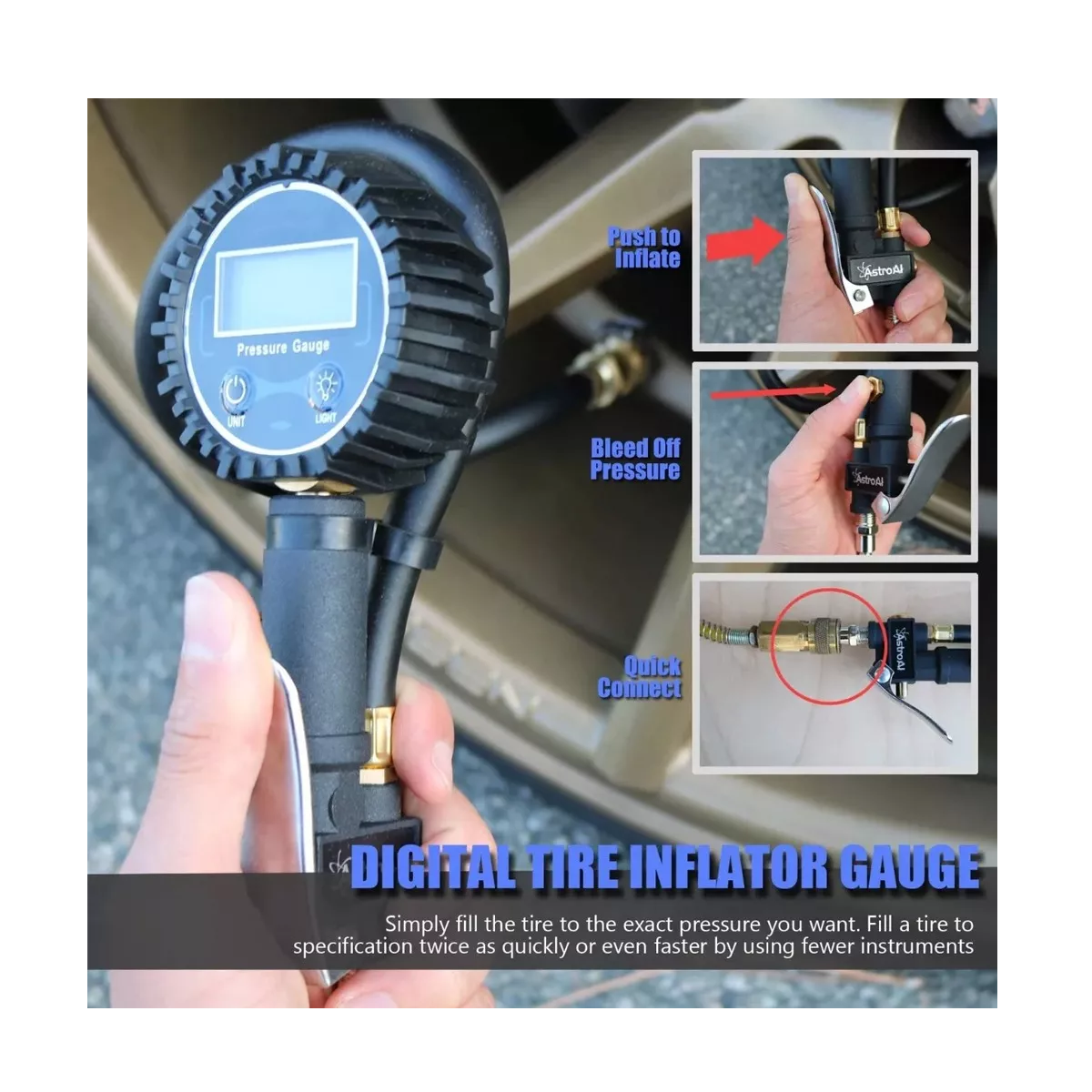 Pantalla De Barómetro Digital De Alta Precisión 0-200psi Negro