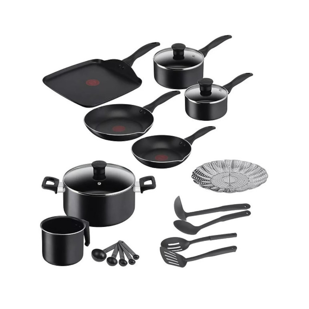 Bateria Cocina T-Fal 20 pzas Easy Care Antihaderente Negro